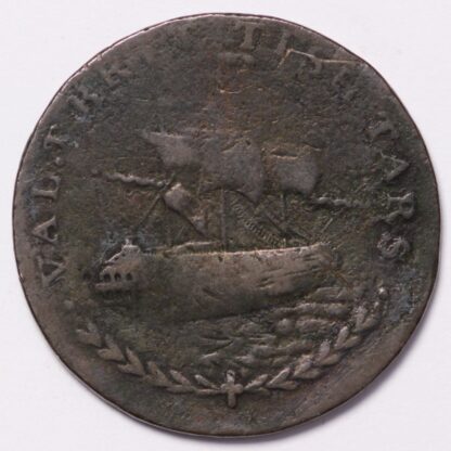 Great Britain 18th Century Hampshire Earl Howe Sailing Ship Halfpenny Token - Image 3