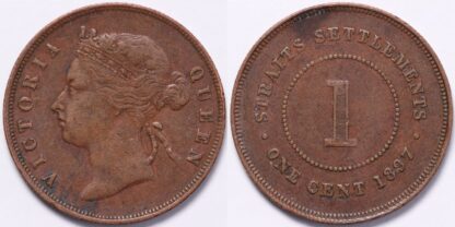 Straits Settlements 1897 Victoria 1 Cent 1C KM-16 World Bronze Coin