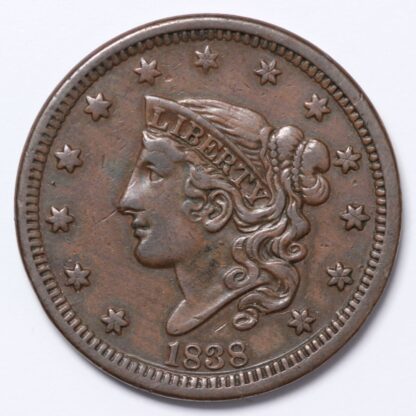 United States USA 1838 Liberty Matron Head Large Cent 1C Newcomb 4 Copper Coin - Image 2