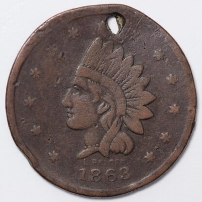 United States 1863 New York John Schuh's Saloon Copper Civil War Token - Image 2