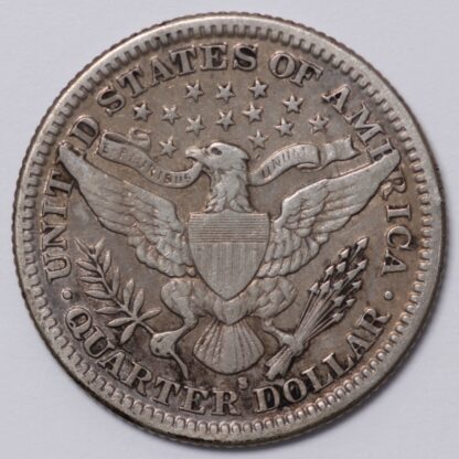 United States USA 1911-S Barber Quarter 25C San Francisco Mint World Silver Coin - Image 3