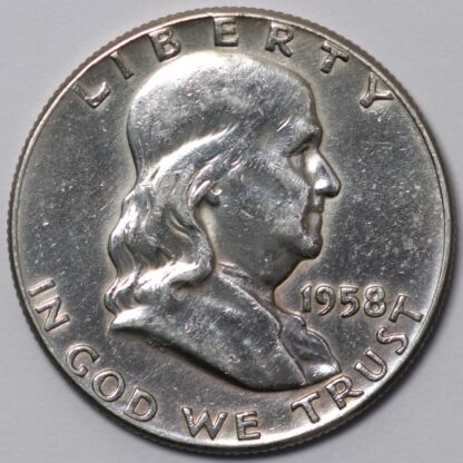 United States USA 1958 Franklin Half Dollar 50C Philadelphia Mint Silver Coin - Image 2