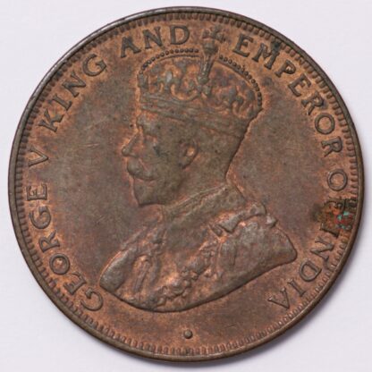 Hong Kong 1934 One Cent 1C KM# 17 Small Type King George V World Bronze Coin - Image 2