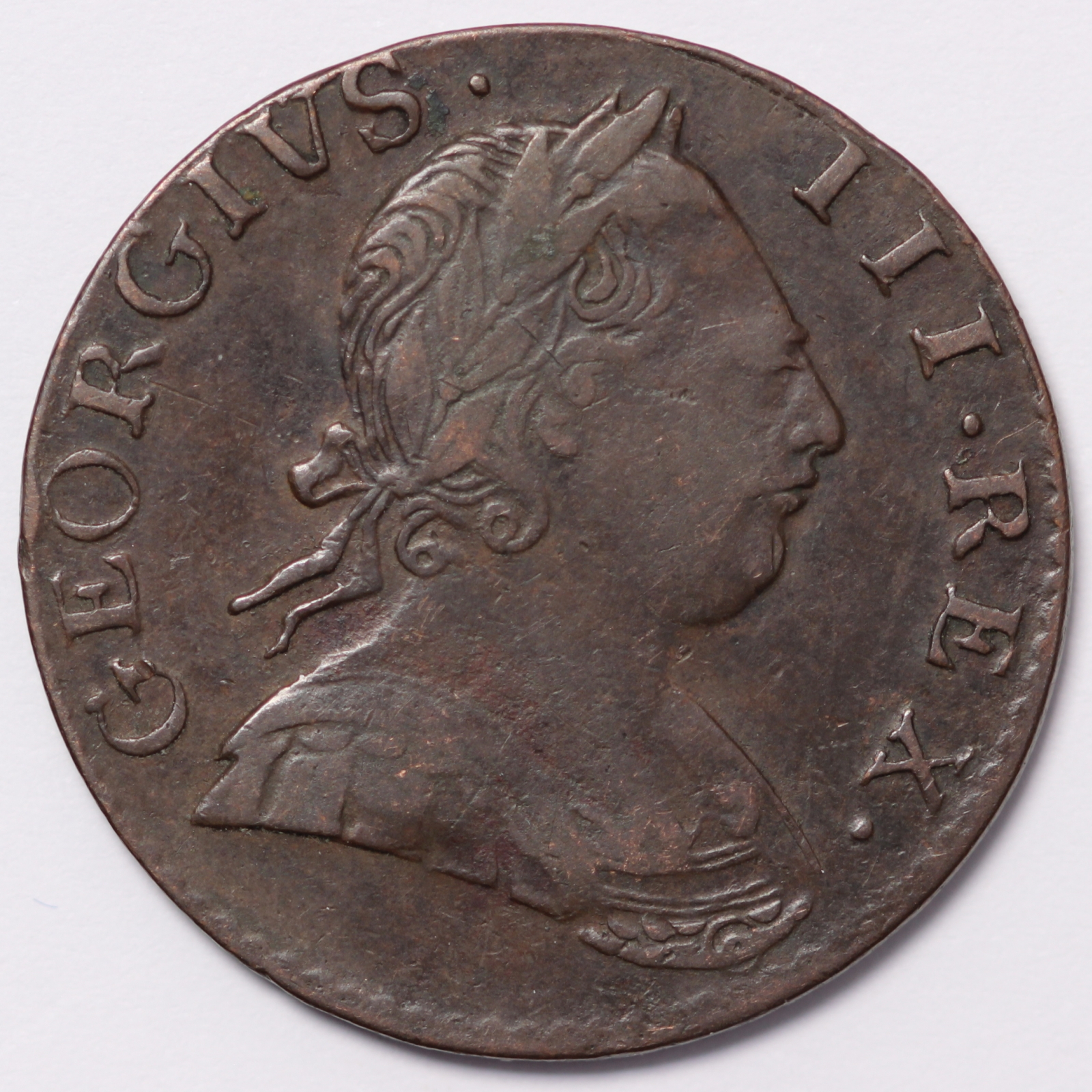 Great Britain 1775 Halfpenny George III Non-Regal Copper Coin ...