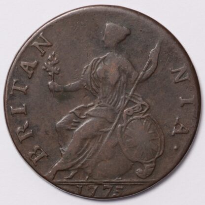 Great Britain 1775 Halfpenny George III Non-Regal Copper Coin - Image 3