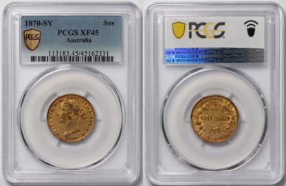 PCGS Graded XF45 - Australia 1870-SY Sydney Mint Sovereign Victoria Gold Coin - Image 2