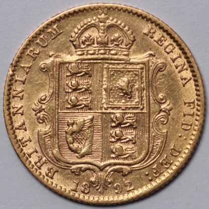 Great Britain 1892 Victoria Jubilee Head Shield Reverse Half Sovereign Gold Coin - Image 3