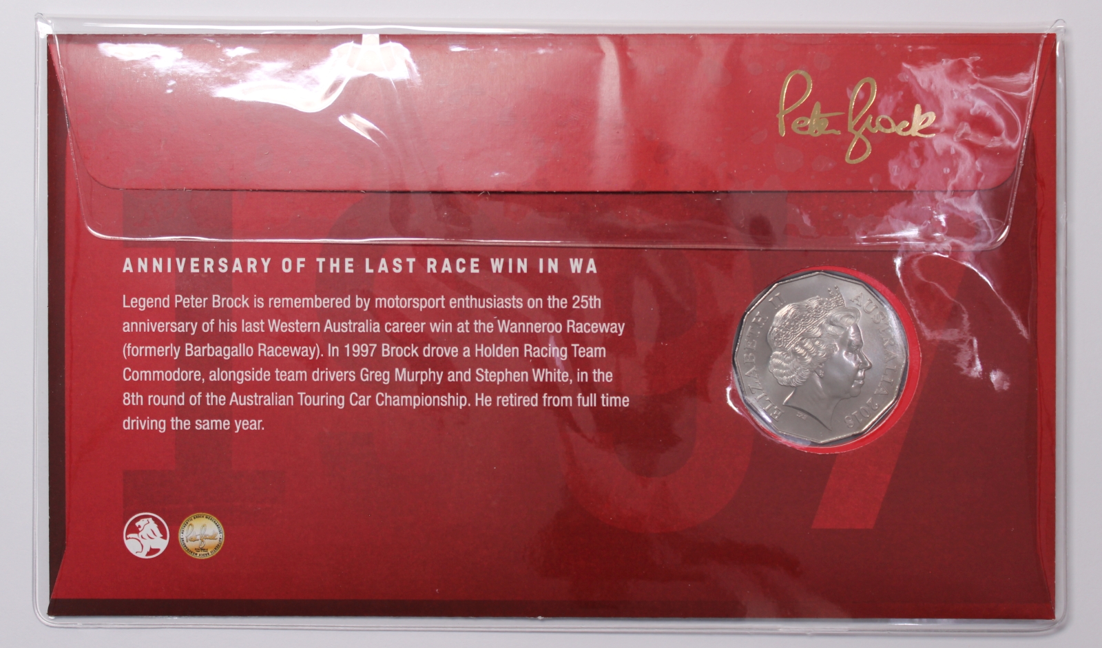 2022 50 Cent PNC Peter Brock 1997 Wanneroo V8 Race Win Perth Stamp & Coin Show - Image 3