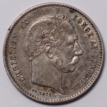 Denmark 1875 Krone Christian IX KM#797.1 Copenhagen Mint Silver Coin - Scarce - Image 2