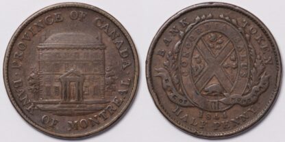 Montreal 1844 Half Penny Bank Token