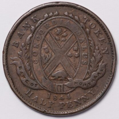 Canadian Provinces Bank of Montreal 1844 Half Penny Copper Bank Token KM#Tn18 - Image 3