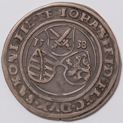 German States Saxony-Ernestine 1538(f) 1/4 Guldengroschen Silver Coin - Rare - Image 2