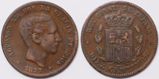 Spain 1877-OM 10 Centimos