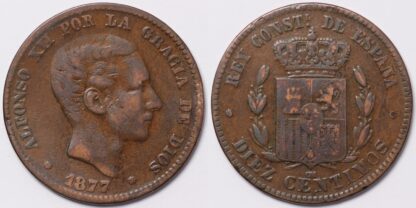 Spain 1877-OM 10 Centimos