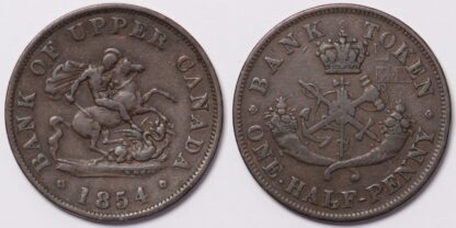 Upper Canada 1854 Half Penny Token