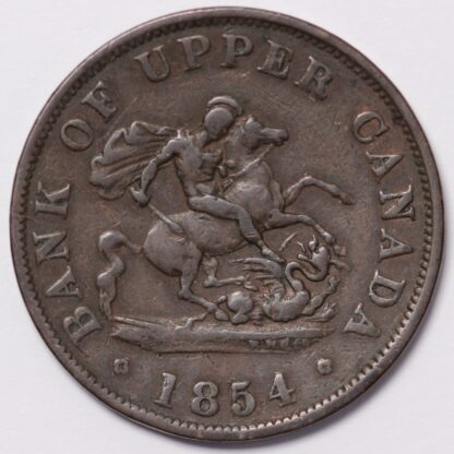 Canadian Provinces Bank of Upper Canada 1854 Half Penny Copper Bank Token KM#Tn2 - Image 2