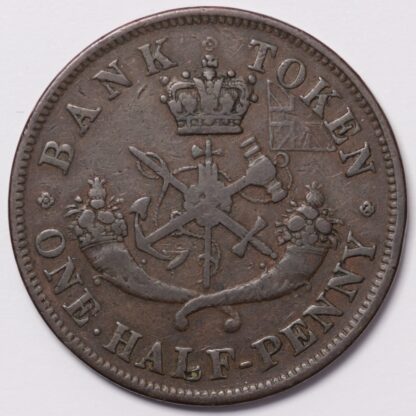 Canadian Provinces Bank of Upper Canada 1854 Half Penny Copper Bank Token KM#Tn2 - Image 3