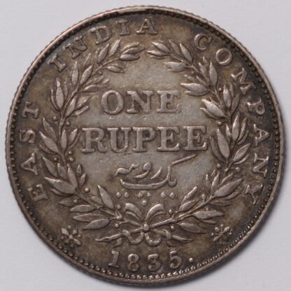 India - British 1835(b) Rupee William IV No Initials KM#450.1 Silver Coin - Image 3