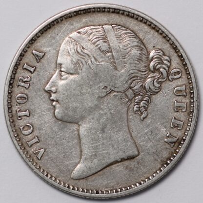 India - British 1840(c) Rupee Victoria 28 Berries WW Raised KM#458.2 Silver Coin - Image 2