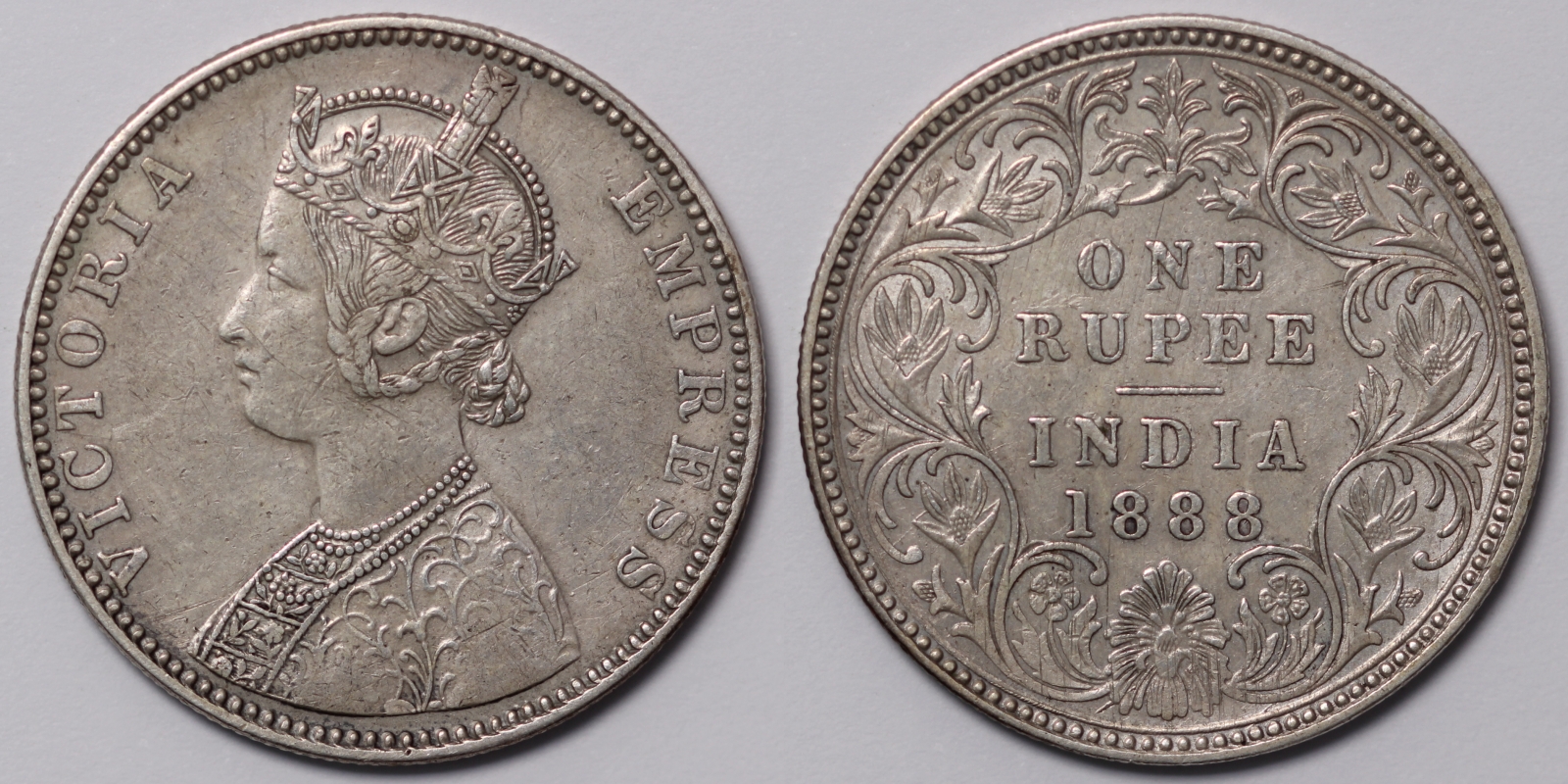 India - British 1888 Rupee Victoria B Raised, Bust C, Type I Reverse ...