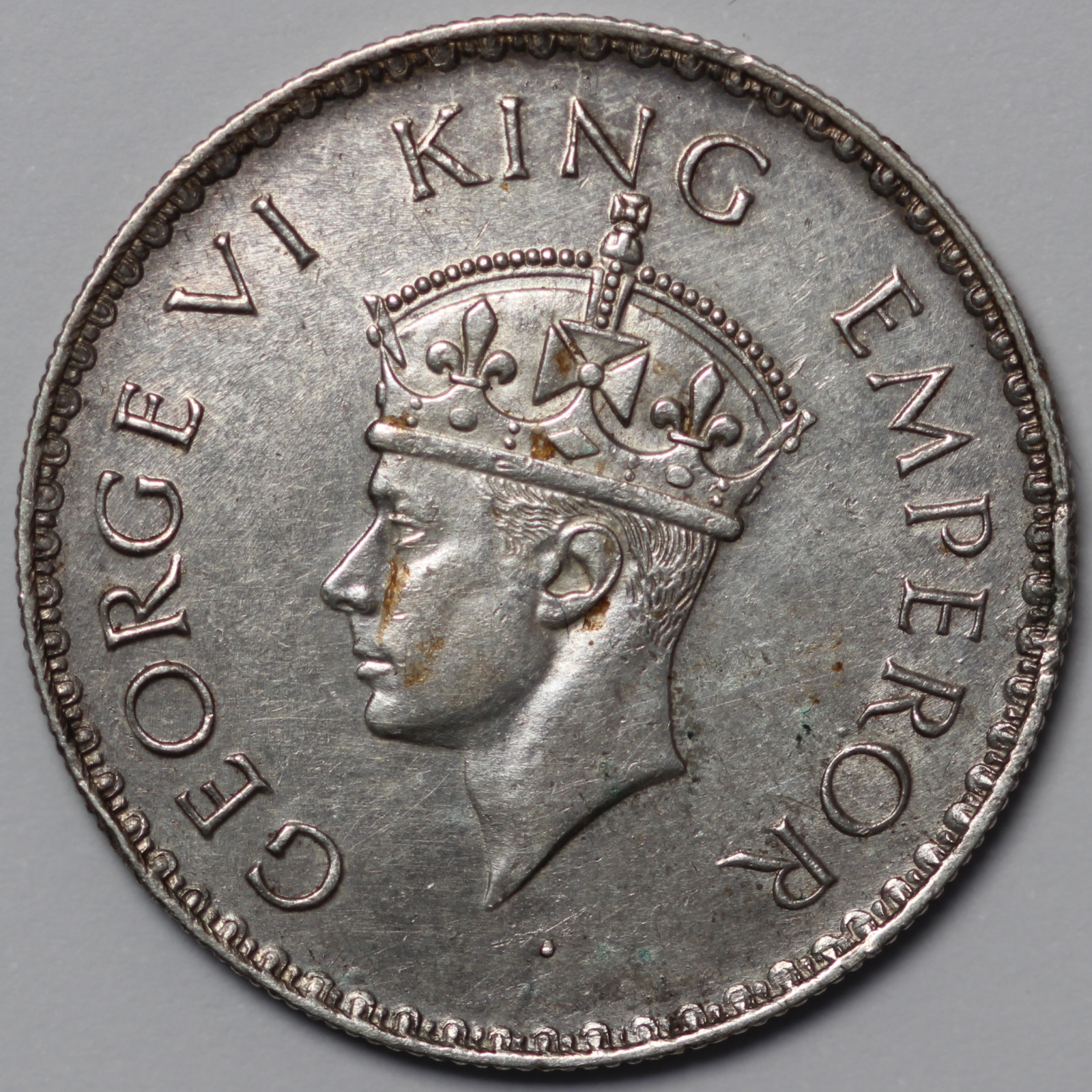 India - British 1938(b) Without Dot 1 Rupee George VI KM#555 Silver ...