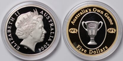 Australia 2004 Selectively Gold Plated $5 Proof Coin - AFL Australia's Own Game - Image 2