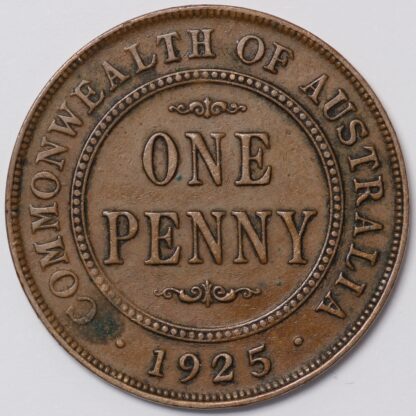 Australia 1925 One Penny 1D 6 Pearls George V - Key Date - Scarce - Image 3