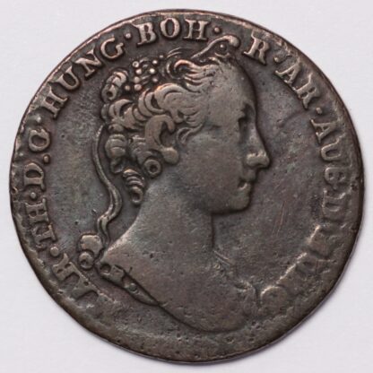 Austrian Netherlands (Belgium) 1745(h) 1 Liard Maria Theresa World Copper Coin - Image 2