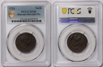 PCGS Graded XF40 Ireland/Colonial American 1723 Wood’s Hibernia Halfpenny Coin - Rare - Image 2