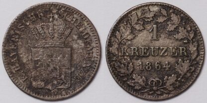 German States - Bavaria 1864 1 Kreuzer KM# 858 World Silver Coin