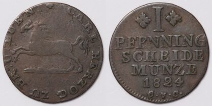 Brunswick Wolfenbuttel 1824 Pfennig