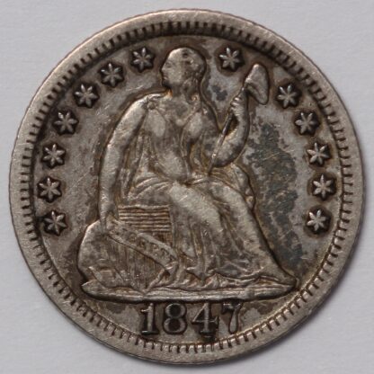 United States USA 1847 Seated Liberty Half Dime H10C World Silver Coin - Image 2