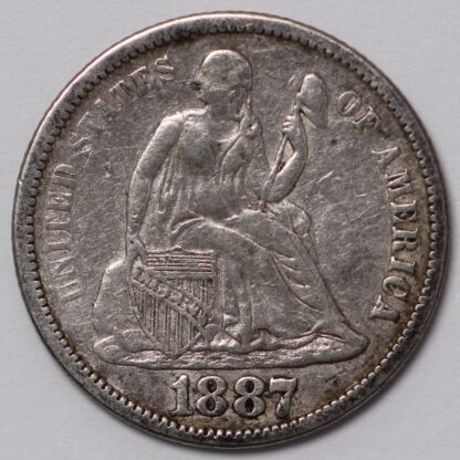 United States USA 1887 Liberty Seated Dime 10C Silver Coin - Image 2