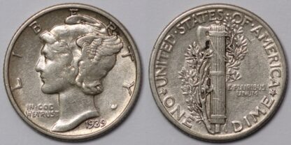 United States USA 1939 Mercury Dime 10C World Silver Coin