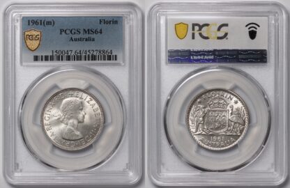 PCGS Graded MS64 Australia 1961 Florin Elizabeth II Uncirculated Silver Coin - Image 2