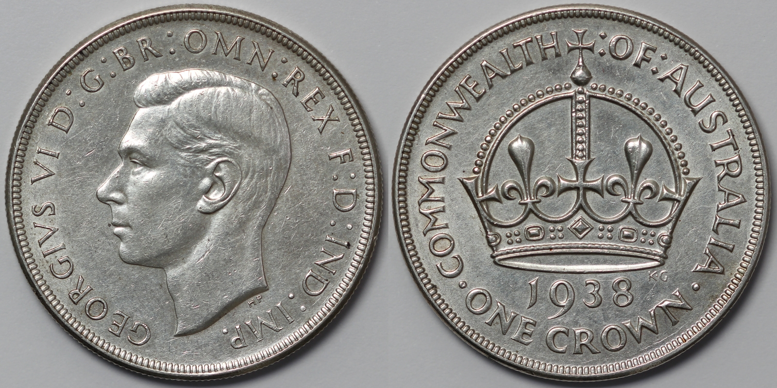 Australia 1938 Crown George VI Sterling Silver Coin - Scarce - Imperial ...