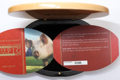 2019 Australian Lunar Series II Year of the Pig Gold 3-Coin Set - The Perth Mint - Image 5