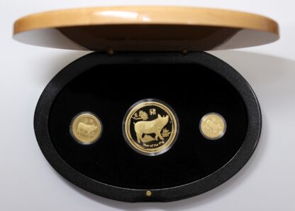 2019 Australian Lunar Series II Year of the Pig Gold 3-Coin Set - The Perth Mint - Image 2
