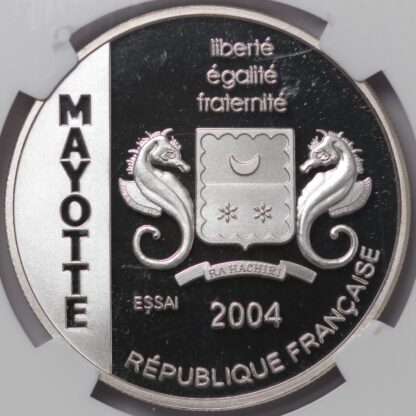 NGC PF69UCAM France Mayotte 2004 1.5 Euro Essai Battleship Bouvet Silver Coin - Image 3