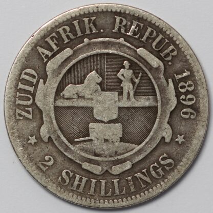 South Africa 1896 2 Shillings Kruger ZAR KM#6 World Silver Coin - Image 3