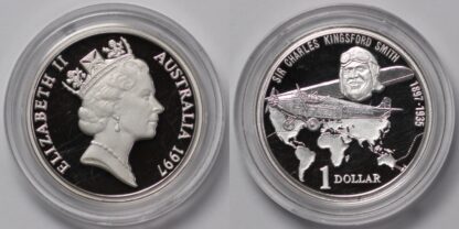 Australia 1997 $1 Dollar Fine Silver Proof Coin Sir Charles Kingsford Smith RAM - Image 2