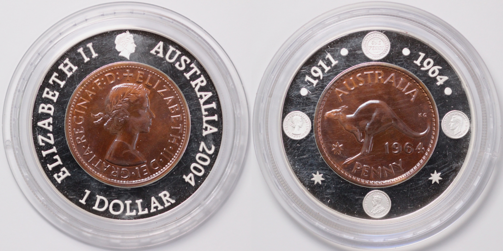 Australia 2004 RAM Subscription $1 Silver Proof Coin 40th Anniversary 1964 Penny - Image 3