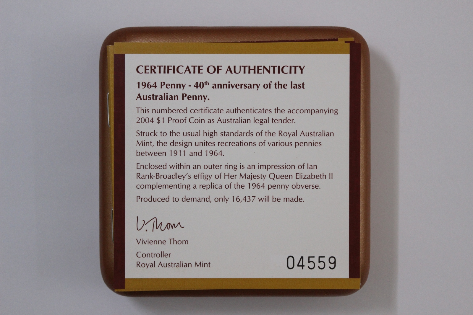 Australia 2004 RAM Subscription $1 Silver Proof Coin 40th Anniversary 1964 Penny - Image 4