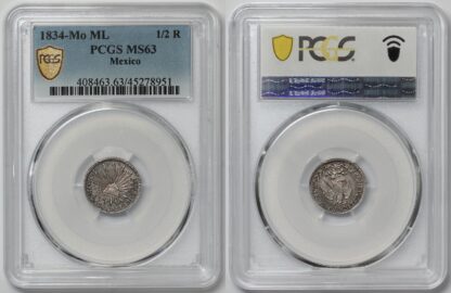 PCGS Graded MS63 Mexico 1834-Mo ML 1/2 Real Mexico City Uncirculated Silver Coin - Image 2