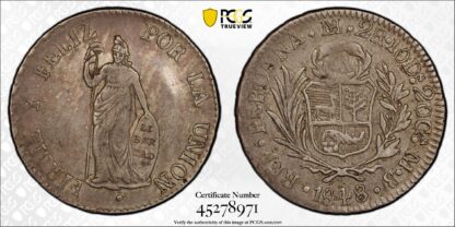 PCGS Graded XF45 Peru 1848-L MB 2 Reales Lima Mint Silver Coin - Rare - Image 3