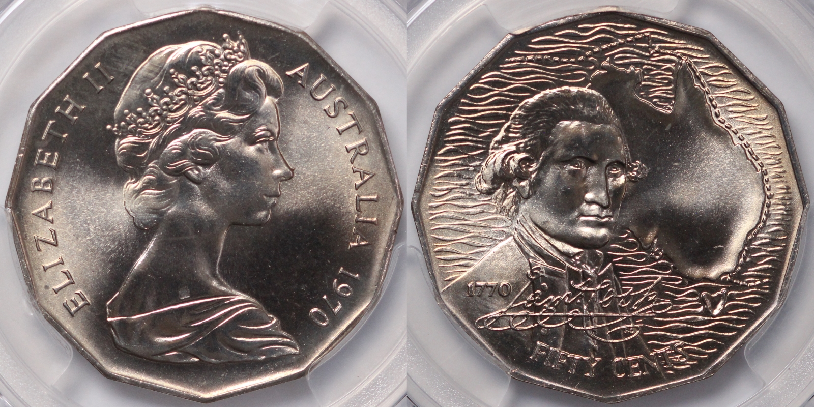 PCGS Graded MS68 Australia 1970 Captain Cook Fifty Cents 50C Uncirculated Coin Imperial PCGS Graded MS68 Australia 1970 Captain Cook Fifty Cents 50C Uncirculated Coin Imperial