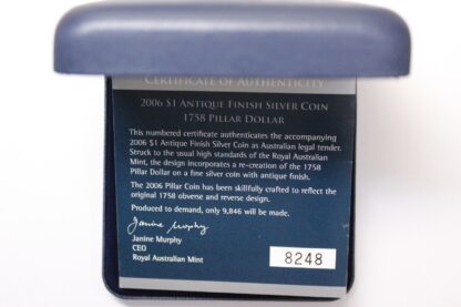 Australia 2006 RAM Subscription $1 Antique Finish Silver Coin 1758 Pillar Dollar - Image 5