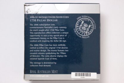Australia 2006 RAM Subscription $1 Antique Finish Silver Coin 1758 Pillar Dollar - Image 7