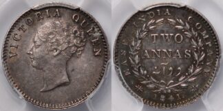 India British 1841.(C) 2 Annas PCGS AU58