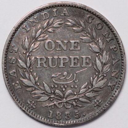 India - British 1835(c) Rupee William IV RS Incused Calcutta Silver Coin Scarce - Image 3